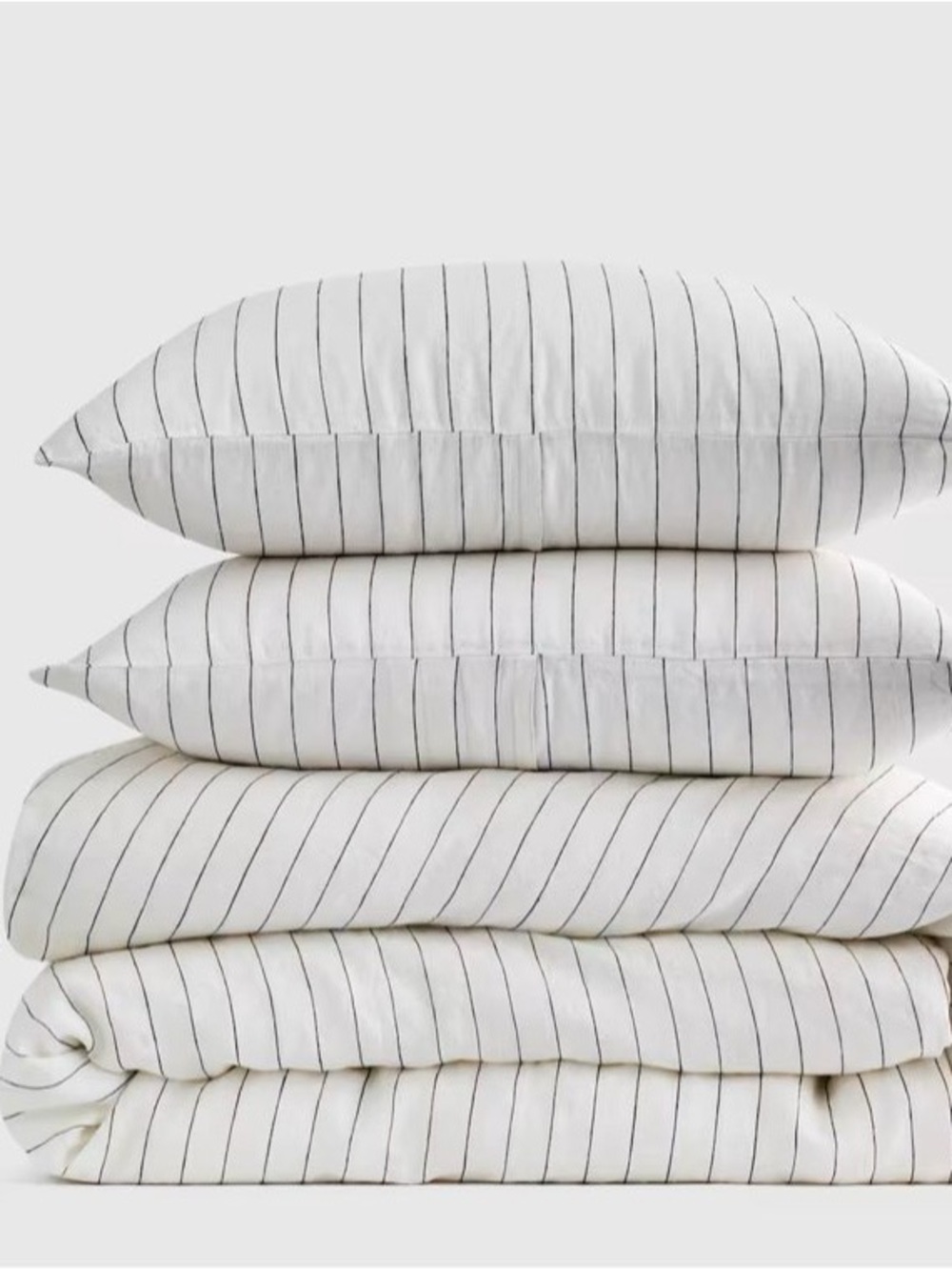 NEW Quince KING Pencil Stripe European Linen Stripe Duvet Cover SET $224